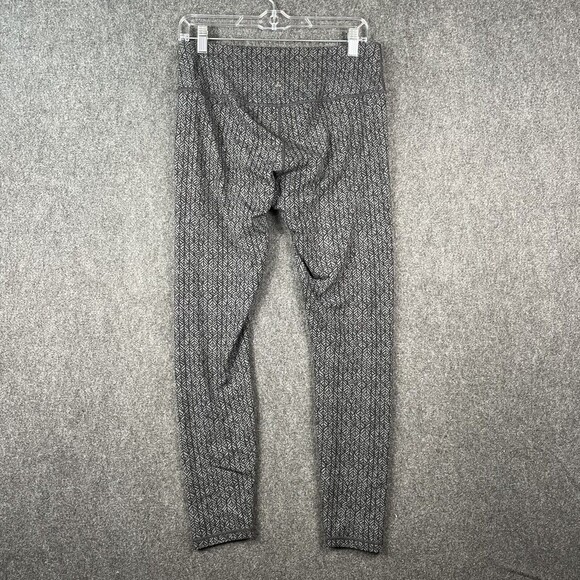 Prana Roxanne Printed Leggings Cropped Black Grey Stripes Geometric Sz Large EUC - Picture 3 of 7